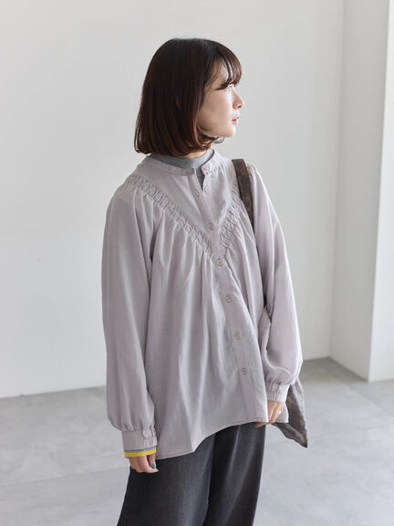 切替タックブラウス（オフホワイト/ブラック/Ｓグレー）｜Samansa Mos2 blue（サマンサモスモス ブルー）通販