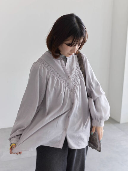 切替タックブラウス（オフホワイト/ブラック/Ｓグレー）｜Samansa Mos2 blue（サマンサモスモス ブルー）通販