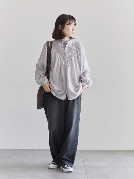 切替タックブラウス（オフホワイト/ブラック/Ｓグレー）｜Samansa Mos2 blue（サマンサモスモス ブルー）通販