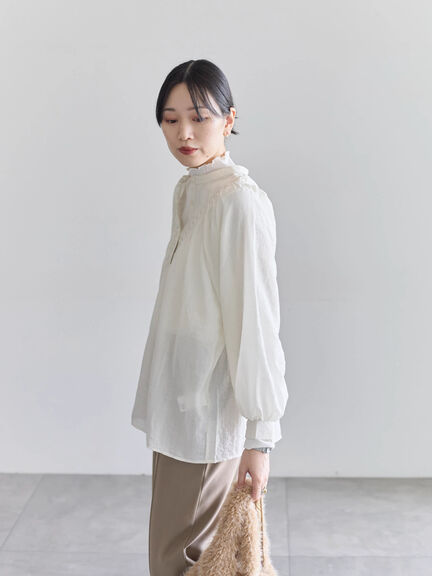 切替タックブラウス（オフホワイト/ブラック/Ｓグレー）｜Samansa Mos2 blue（サマンサモスモス ブルー）通販