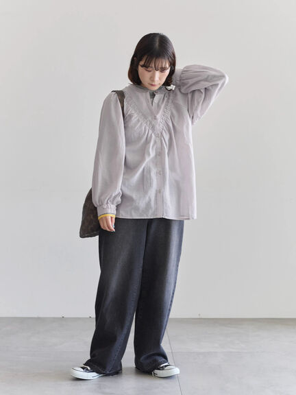 切替タックブラウス（オフホワイト/ブラック/Ｓグレー）｜Samansa Mos2 blue（サマンサモスモス ブルー）通販