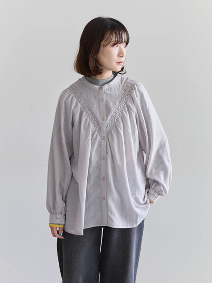 切替タックブラウス（オフホワイト/ブラック/Ｓグレー）｜Samansa Mos2 blue（サマンサモスモス ブルー）通販