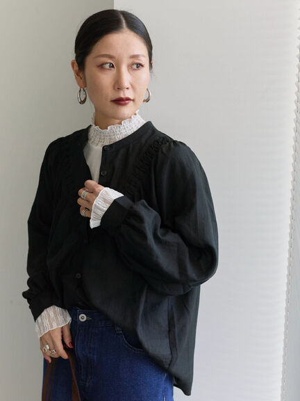 切替タックブラウス（オフホワイト/ブラック/Ｓグレー）｜Samansa Mos2 blue（サマンサモスモス ブルー）通販