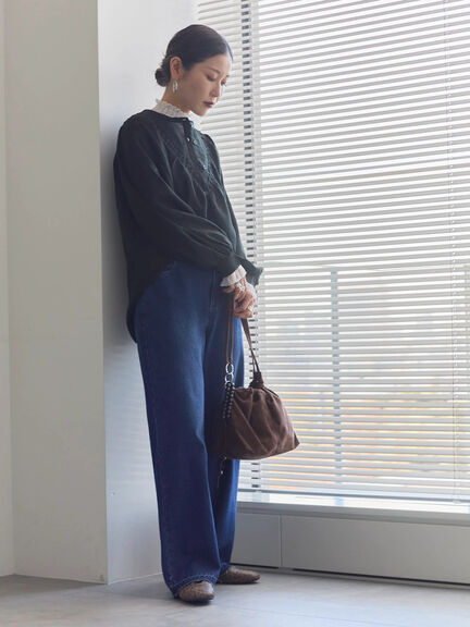 切替タックブラウス（オフホワイト/ブラック/Ｓグレー）｜Samansa Mos2 blue（サマンサモスモス ブルー）通販