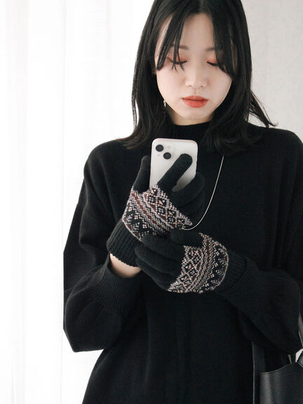 【スマホ対応】裏起毛JQDグローブ（グレー/ブラック/ネイビー）｜Samansa Mos2 blue（サマンサモスモス ブルー）通販