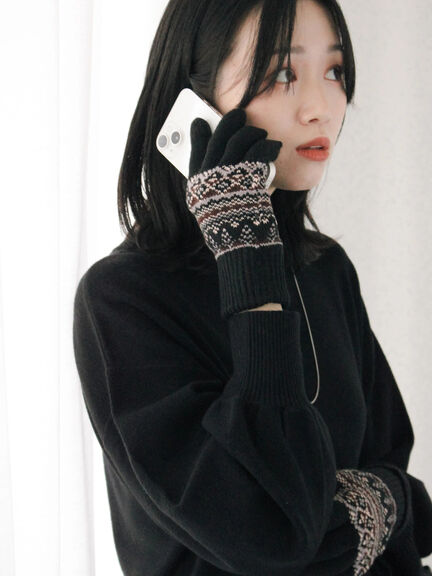 【スマホ対応】裏起毛JQDグローブ（グレー/ブラック/ネイビー）｜Samansa Mos2 blue（サマンサモスモス ブルー）通販