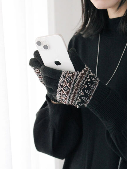 【スマホ対応】裏起毛JQDグローブ（グレー/ブラック/ネイビー）｜Samansa Mos2 blue（サマンサモスモス ブルー）通販