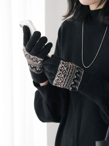 【スマホ対応】裏起毛JQDグローブ（グレー/ブラック/ネイビー）｜Samansa Mos2 blue（サマンサモスモス ブルー）通販