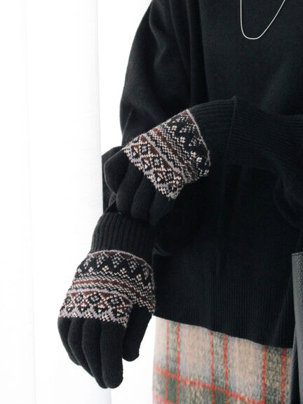 【スマホ対応】裏起毛JQDグローブ（グレー/ブラック/ネイビー）｜Samansa Mos2 blue（サマンサモスモス ブルー）通販