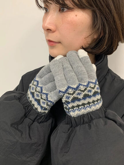 【スマホ対応】裏起毛JQDグローブ（グレー/ブラック/ネイビー）｜Samansa Mos2 blue（サマンサモスモス ブルー）通販