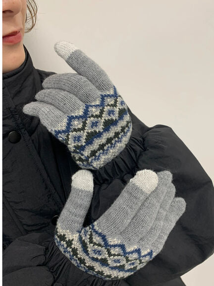 【スマホ対応】裏起毛JQDグローブ（グレー/ブラック/ネイビー）｜Samansa Mos2 blue（サマンサモスモス ブルー）通販