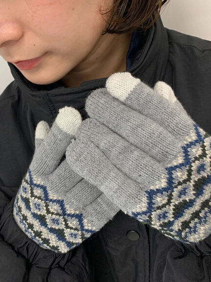 【スマホ対応】裏起毛JQDグローブ（グレー/ブラック/ネイビー）｜Samansa Mos2 blue（サマンサモスモス ブルー）通販