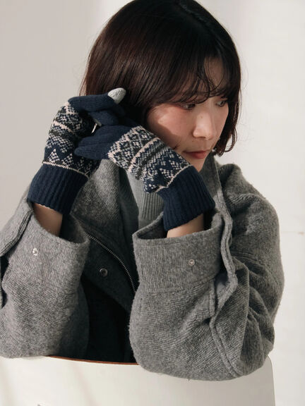 【スマホ対応】裏起毛JQDグローブ（グレー/ブラック/ネイビー）｜Samansa Mos2 blue（サマンサモスモス ブルー）通販