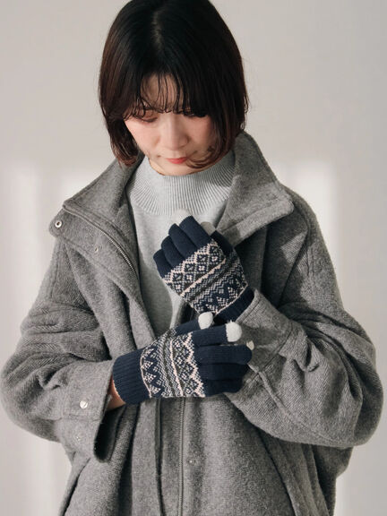 【スマホ対応】裏起毛JQDグローブ（グレー/ブラック/ネイビー）｜Samansa Mos2 blue（サマンサモスモス ブルー）通販