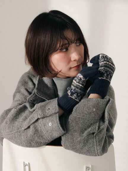 【スマホ対応】裏起毛JQDグローブ（グレー/ブラック/ネイビー）｜Samansa Mos2 blue（サマンサモスモス ブルー）通販