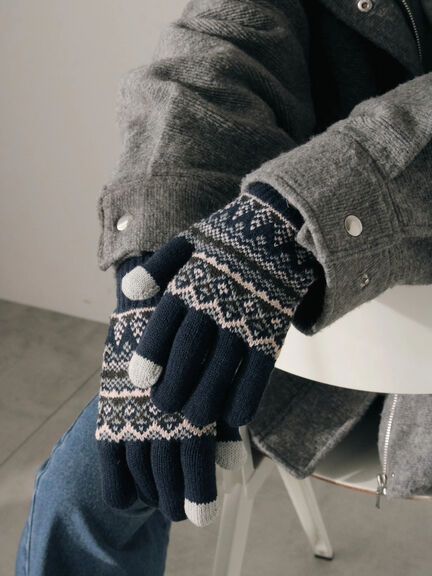 【スマホ対応】裏起毛JQDグローブ（グレー/ブラック/ネイビー）｜Samansa Mos2 blue（サマンサモスモス ブルー）通販