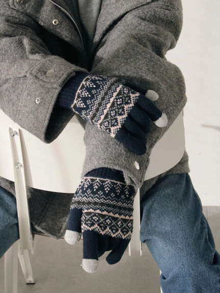 【スマホ対応】裏起毛JQDグローブ（グレー/ブラック/ネイビー）｜Samansa Mos2 blue（サマンサモスモス ブルー）通販