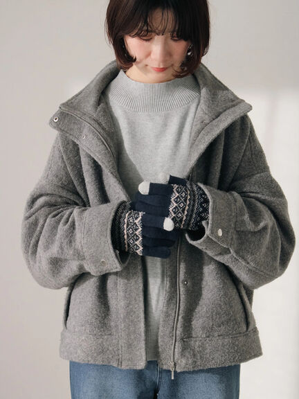 【スマホ対応】裏起毛JQDグローブ（グレー/ブラック/ネイビー）｜Samansa Mos2 blue（サマンサモスモス ブルー）通販