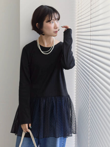 ペプラムプルオーバー（オフホワイト/ホワイト/ブラック）｜Samansa Mos2 blue（サマンサモスモス ブルー）通販