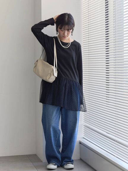 ペプラムプルオーバー（オフホワイト/ホワイト/ブラック）｜Samansa Mos2 blue（サマンサモスモス ブルー）通販