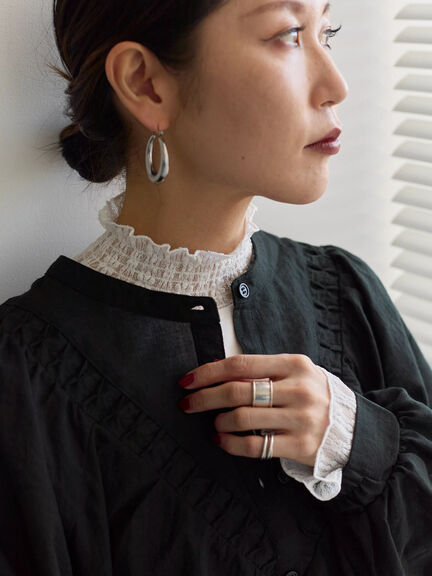 襟袖フリルカットソー（オフホワイト/ブラック/キナリ）｜Samansa Mos2 blue（サマンサモスモス ブルー）通販