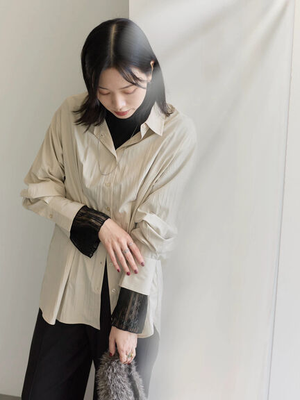 襟袖フリルカットソー（オフホワイト/ブラック/キナリ）｜Samansa Mos2 blue（サマンサモスモス ブルー）通販