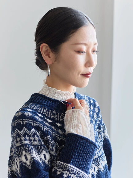 襟袖フリルカットソー（オフホワイト/ブラック/キナリ）｜Samansa Mos2 blue（サマンサモスモス ブルー）通販