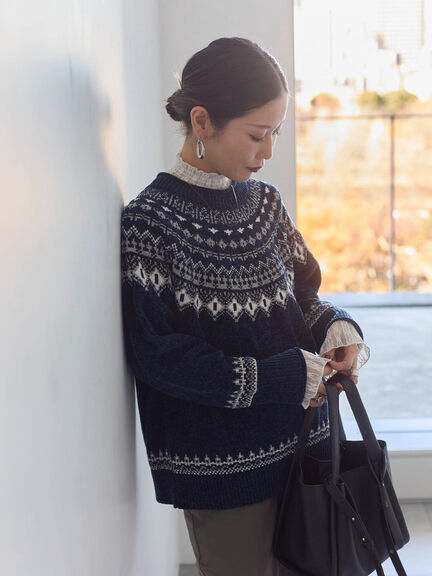 襟袖フリルカットソー（オフホワイト/ブラック/キナリ）｜Samansa Mos2 blue（サマンサモスモス ブルー）通販