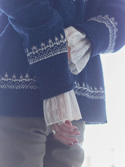 襟袖フリルカットソー（オフホワイト/ブラック/キナリ）｜Samansa Mos2 blue（サマンサモスモス ブルー）通販