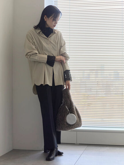 襟袖フリルカットソー（オフホワイト/ブラック/キナリ）｜Samansa Mos2 blue（サマンサモスモス ブルー）通販