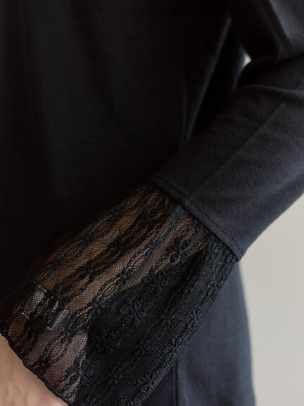 襟袖フリルカットソー（オフホワイト/ブラック/キナリ）｜Samansa Mos2 blue（サマンサモスモス ブルー）通販