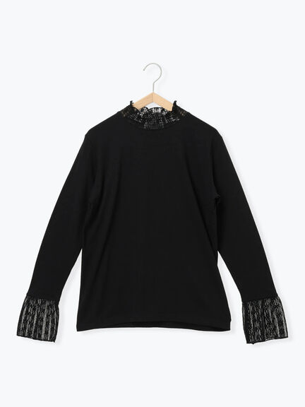 襟袖フリルカットソー（オフホワイト/ブラック/キナリ）｜Samansa Mos2 blue（サマンサモスモス ブルー）通販