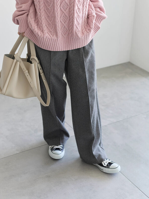 ヘリンボーンストレートパンツ（チャコールグレー）｜Samansa Mos2 blue（サマンサモスモス ブルー）通販