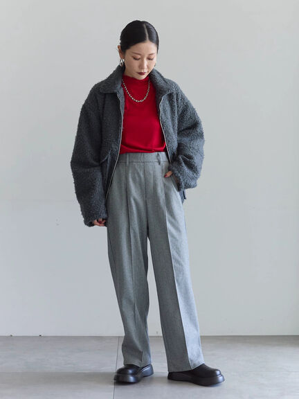 ヘリンボーンストレートパンツ（グレー/チャコールグレー/ベージュ/ブラウン）｜Samansa Mos2 blue（サマンサモスモス ブルー）通販