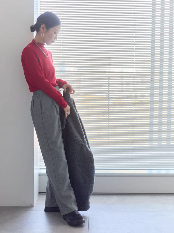 セール】 ヘリンボーンストレートパンツ（グレー/チャコールグレー