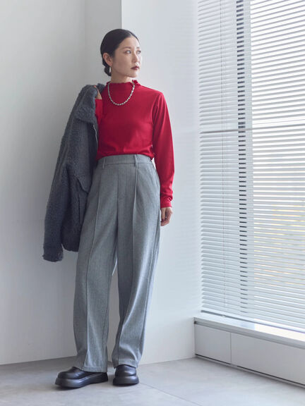 ヘリンボーンストレートパンツ（グレー/チャコールグレー/ベージュ/ブラウン）｜Samansa Mos2 blue（サマンサモスモス ブルー）通販