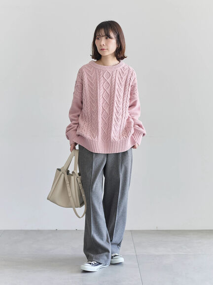 ヘリンボーンストレートパンツ（グレー/チャコールグレー/ベージュ/ブラウン）｜Samansa Mos2 blue（サマンサモスモス ブルー）通販