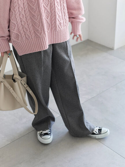 ヘリンボーンストレートパンツ（グレー/チャコールグレー/ベージュ/ブラウン）｜Samansa Mos2 blue（サマンサモスモス ブルー）通販