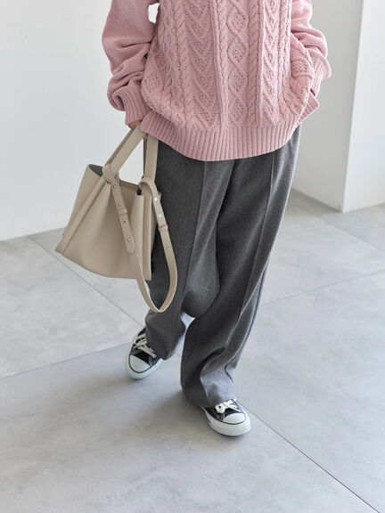 ヘリンボーンストレートパンツ（グレー/チャコールグレー/ベージュ/ブラウン）｜Samansa Mos2 blue（サマンサモスモス ブルー）通販