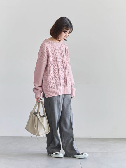 ヘリンボーンストレートパンツ（グレー/チャコールグレー/ベージュ/ブラウン）｜Samansa Mos2 blue（サマンサモスモス ブルー）通販