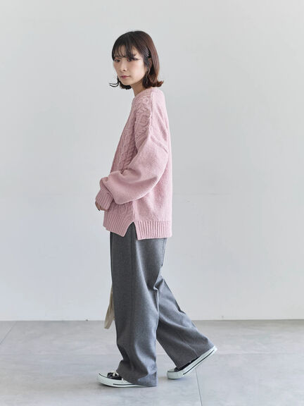 ヘリンボーンストレートパンツ（グレー/チャコールグレー/ベージュ/ブラウン）｜Samansa Mos2 blue（サマンサモスモス ブルー）通販