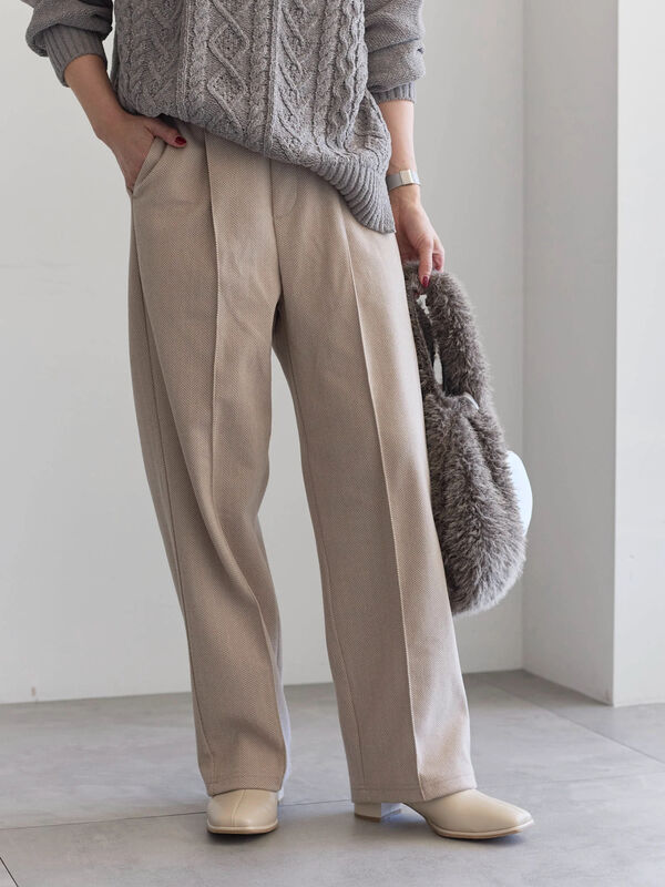 ヘリンボーンストレートパンツ（グレー/チャコールグレー/ベージュ