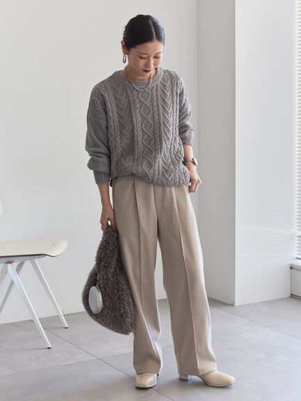 ヘリンボーンストレートパンツ（グレー/チャコールグレー/ベージュ/ブラウン）｜Samansa Mos2 blue（サマンサモスモス ブルー）通販