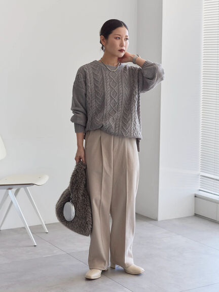 ヘリンボーンストレートパンツ（グレー/チャコールグレー/ベージュ/ブラウン）｜Samansa Mos2 blue（サマンサモスモス ブルー）通販