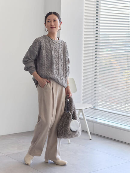 ヘリンボーンストレートパンツ（グレー/チャコールグレー/ベージュ/ブラウン）｜Samansa Mos2 blue（サマンサモスモス ブルー）通販