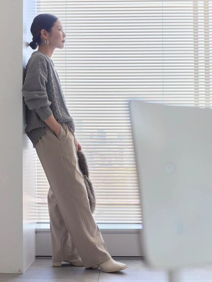 ヘリンボーンストレートパンツ（グレー/チャコールグレー/ベージュ/ブラウン）｜Samansa Mos2 blue（サマンサモスモス ブルー）通販