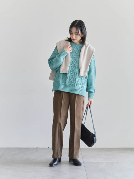 ヘリンボーンストレートパンツ（グレー/チャコールグレー/ベージュ/ブラウン）｜Samansa Mos2 blue（サマンサモスモス ブルー）通販