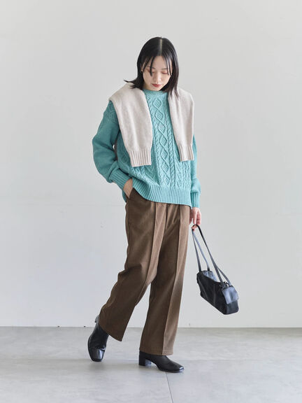 ヘリンボーンストレートパンツ（グレー/チャコールグレー/ベージュ/ブラウン）｜Samansa Mos2 blue（サマンサモスモス ブルー）通販