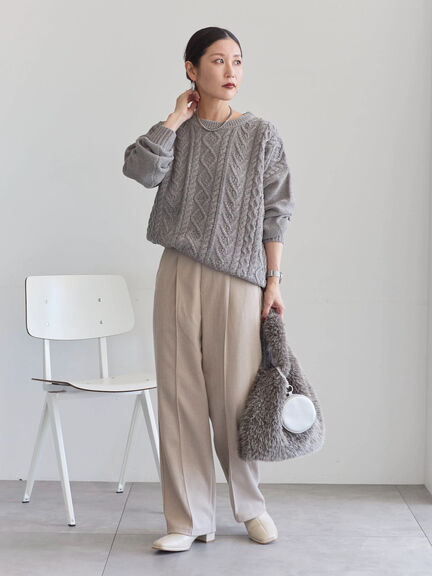 ヘリンボーンストレートパンツ（グレー/チャコールグレー/ベージュ/ブラウン）｜Samansa Mos2 blue（サマンサモスモス ブルー）通販