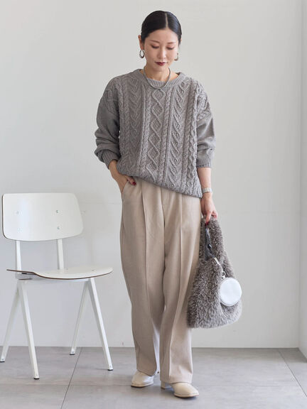 ヘリンボーンストレートパンツ（グレー/チャコールグレー/ベージュ/ブラウン）｜Samansa Mos2 blue（サマンサモスモス ブルー）通販